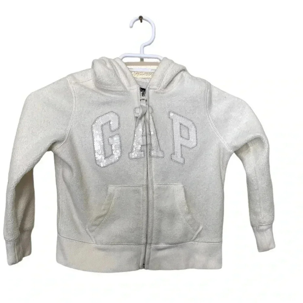 Gap 100% recycled plastic hoodie w easy grab zipper & sparkles on the front
